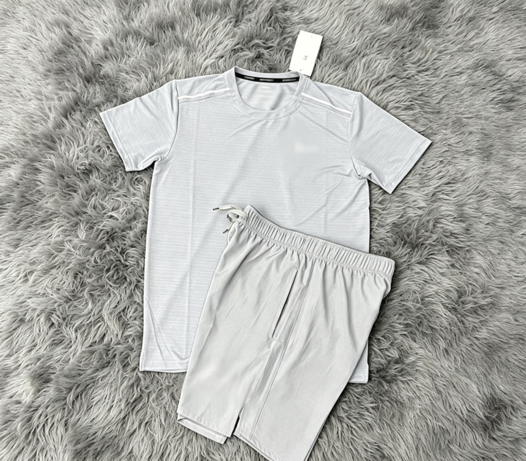 Grey Short Set with Matching Trim