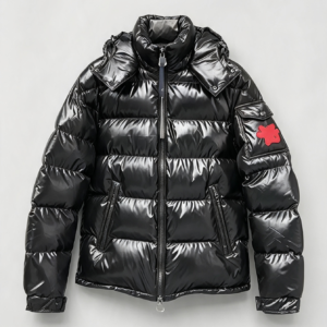 Black shiny MC coat with scan